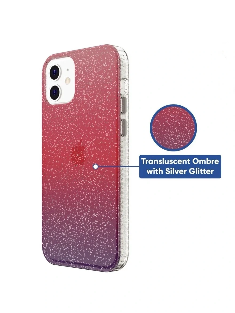 onn Purple and Pink Glitter Ombre Phone Case for iPhone 12/12Pro NEW